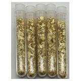(KK)  5 Glass Vials of Gold Flakes  (3.5" long)