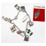 (ZA) Sterling SIlver Charm Bracelet with Charms