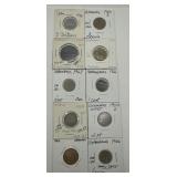 (F) 10 Carded Foreign Coins
