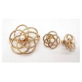 (S) 14K Yellow Gold Brooch and Earring Set