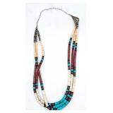 (KD) Beaded Multistrand Turquoise Necklace