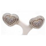 (AB) Judith Ripka Sterling & CZ Heart Earrings