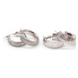 (AB) Two Pair of Sterling Silver Hoop Earrings