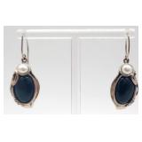 (AB) Hagit Gorali Sterling Onyx & Pearl Earrings