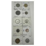 (F) 10 Carded Foreign Coins