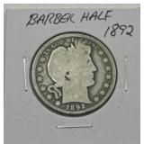 (DY) Silver 1892 Barber Half Dollar Coin