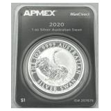 (DY) Silver 1 oz Round 2020 Australian Swan