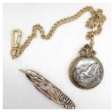(K) USPS Engraved Majestic Pocketwatch & Knife