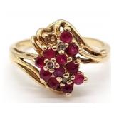 (KD) 14K Yellow Gold Ruby & Diamond Ring