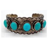 (KD) Sterling & Turquoise Cuff Bracelet