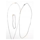 (HI) Two Sterling Necklace Chains and Bracelet