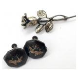 (HI) Sterling SIlver Brooch and Earrings