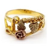 (KD) 14K Gold Leaf & Flower Ring