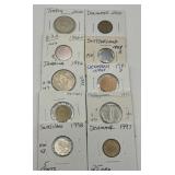 (F) 10 Carded Foreign Coins