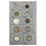 (F) 10 Carded Foreign Coins