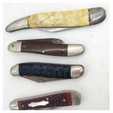 (MN)  Four Vintage Pocket Knives