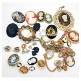 (S) Gold Tone Cameo Pendants, Earrings and More