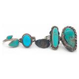 (KC) Five Sterling & Turquoise Rings