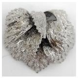 (KC) Germany Sterling Silver Textured Leaf Brooch