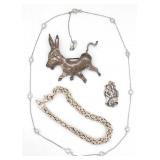 (ZA) Sterling Silver Bracelet, Necklace, Brooch +