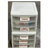 (S) 2 Stackable 3-Drawer Plastic Storage Units