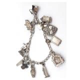 (HI) Sterling Silver Charm Bracelet 13 Charms