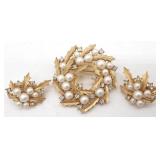 (S) Trifari Brooch and Clip Earrings