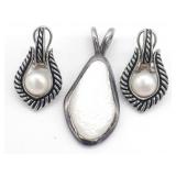 (HI) Sterling silver Pendant & Earrings