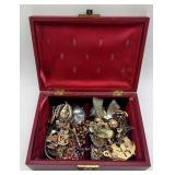 (HI)  Jewelry Box Filled W Costume Jewelry