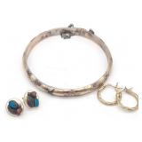 (S) Sterling Silver Bracelet and Earrings