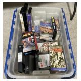 (D) Sports VHS assorted tapes in plastic tub
