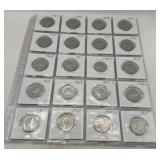 (ZA) 38 Carded Washington Quarters Coins Face