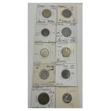 (F) 10 Carded Foreign Coins