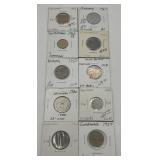 (F) 10 Carded Foreign Coins