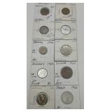 (F) 10 Carded Foreign Coins