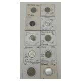 (F) 10 Carded Foreign Coins