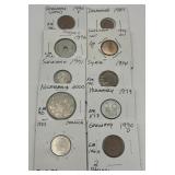 (F) 10 Carded Foreign Coins