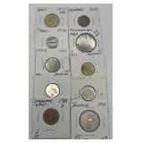 (F) 10 Carded Foreign Coins