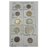 (F) 10 Carded Foreign Coins