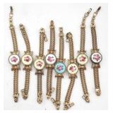 (ZA) Eight Gold Tone Watch bands with Cases