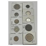(F) 10 Carded Foreign Coins