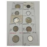 (F) 10 Carded Foreign Coins