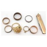 (ZA) 7 Gold Tone rings & Pocket knife