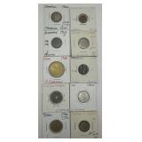 (F) 10 Carded Foreign Coins