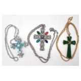 (AB) Three Religious Cross Statment Necklaces