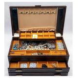 (HI) Jewelry Box Filled W Costume Jewelry