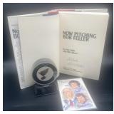 (J) Bob Feller signed book plus Perez Steele