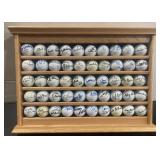 (J) 50 signed golf balls with wooden case various