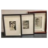 (J) Clara Bow,Rudolph Valentino and other framed