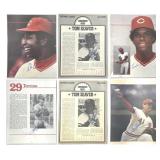 (6) Autographed Cincinnati Reds Magazine Pages